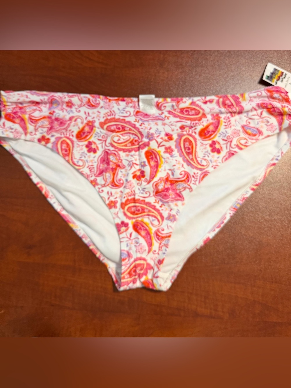 NWT Time and Tru Pink Paisley V-Bikini Bottoms. Size 2X (20W-22W)